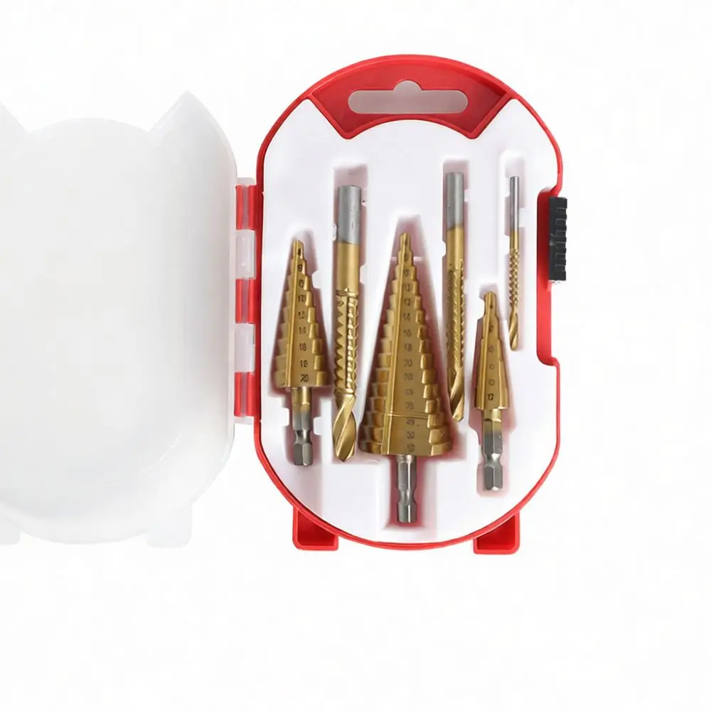 High Speed Steel Step Drill Set Hex Shank Spiral Flute Metal Wood Hole Opener Multi Size Drilling Power Tool Accessory