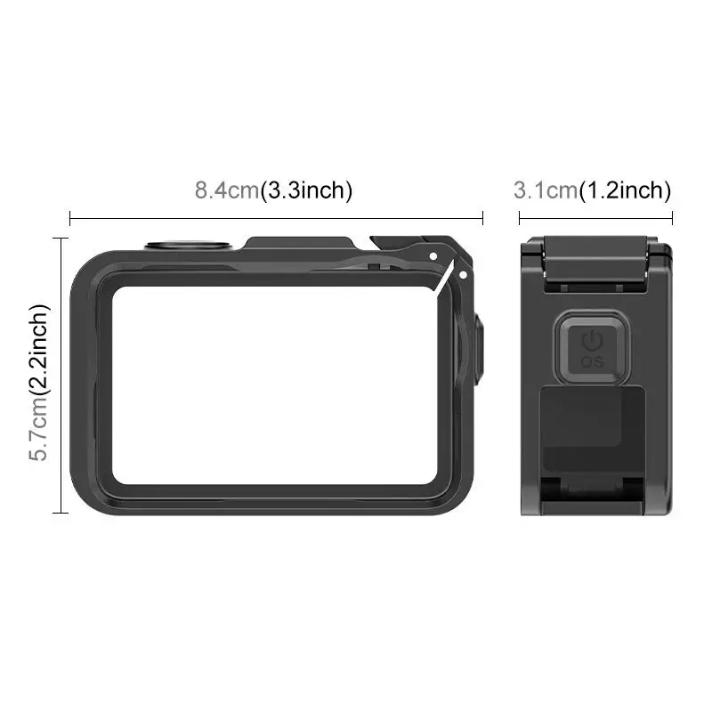 PULUZ for DJI Osmo Action 6 Plastic Cage Vertical-Horizontal Expansion Adapter Frame with Cold Shoe