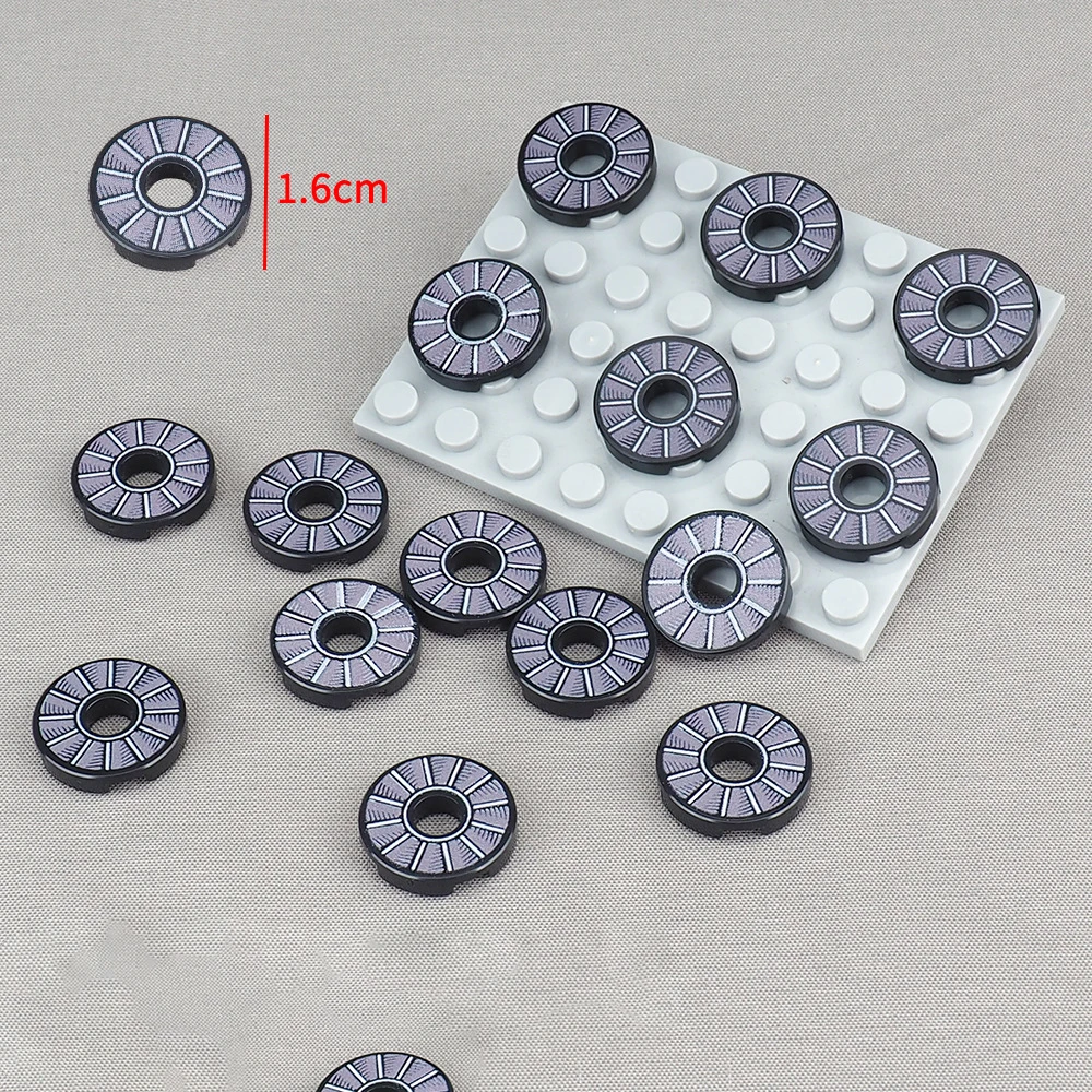 MOC 10PCS Gedruckt 15535pb 2X2 Rotierenden Fan Blades Muster Baustein Kit 15535 Loch Drehen Disc Idee Partikel kinder Spielzeug