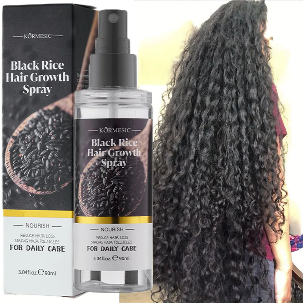 

90 мл сыворотка для роста волос с черным рисом, спрей против выпадения волос, длиннее, густая, предотвращает облысение, уход за волосами, быстрая способность роста волос, продукт