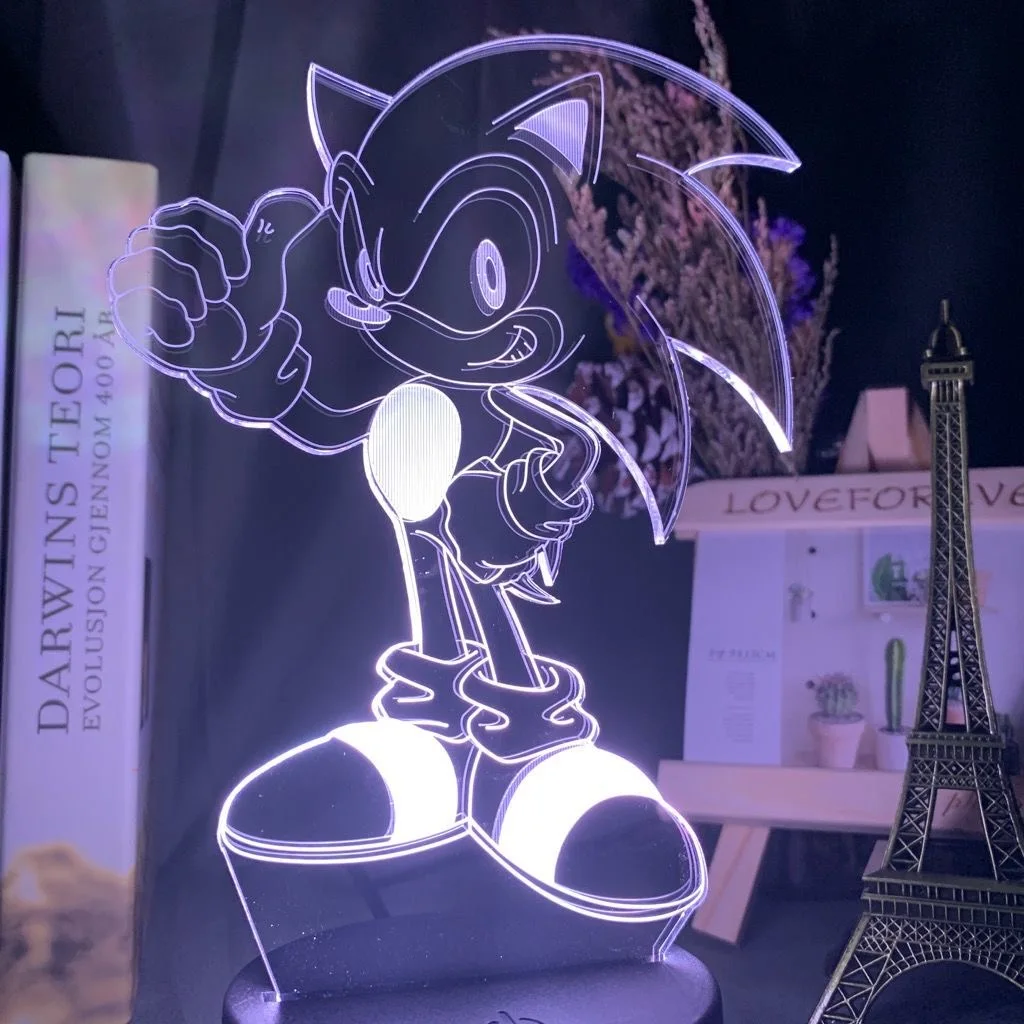 Nouveau modèle de poupée sonique 3D veilleuse LED 7 couleurs changeantes lumière Sonic figurine chambre jouets décoratifs enfants enfants Birt