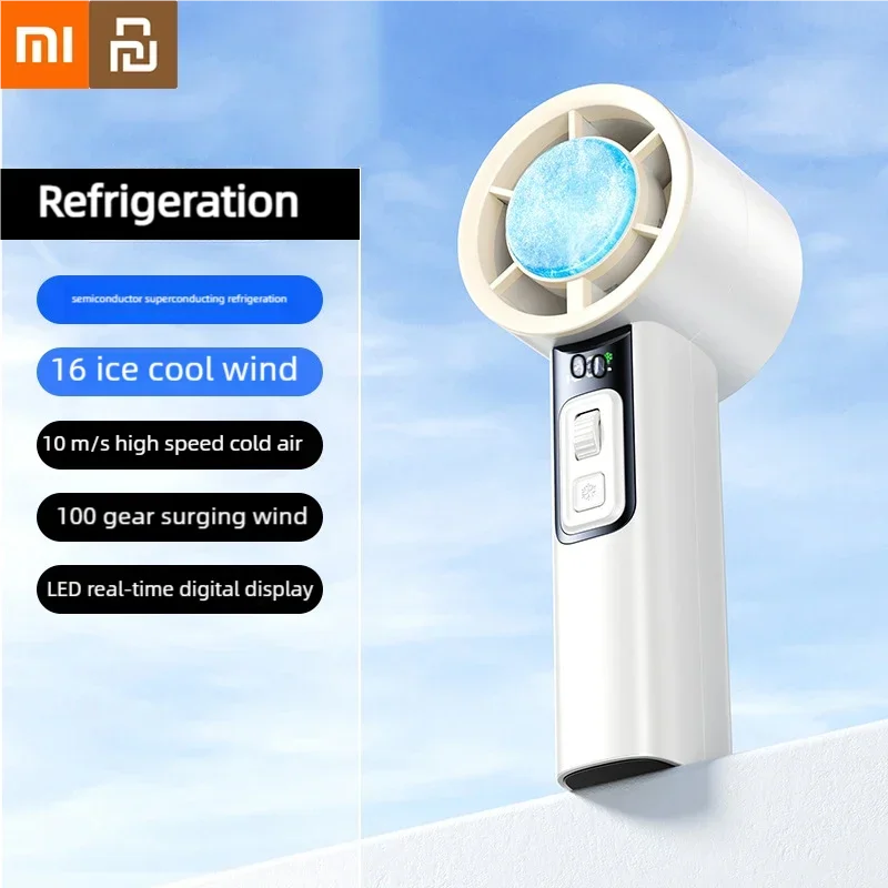 

Портативный мини-вентилятор Xiaomi Youpin, холодильный 100-скоростной беспроводной кондиционер с быстрым охлаждением, ручной вентилятор, дорожный высокоскоростной ветер