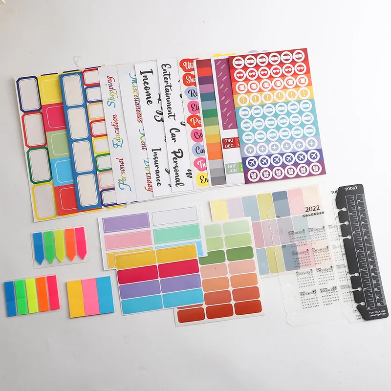 15 Sheets Loose-Leaf Notebook Handwritten Labels DIY Hand Account Planner Decorative Binder Stickers Sticky Notes Index Sticker