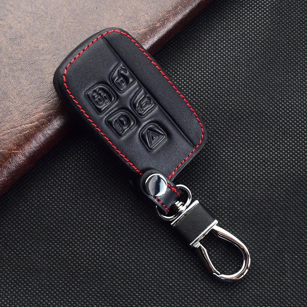 Leder Auto Schlüssel Abdeckung Fernbedienung Fobs Schutz Fall Zubehör Für Land Rover LR4 Discovery LR2 Range Rover Sport Evoq Vogue Jaguar – Detail 9