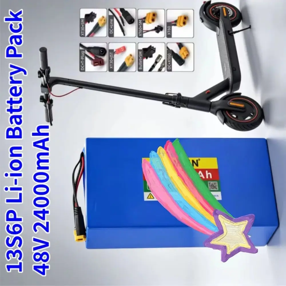 

13S6P 18650 Lithium Battery Pack 48V 24Ah 2000W for Citycoco Scooter with Built-in 50A BMS Customizable Plug High Energy Density
