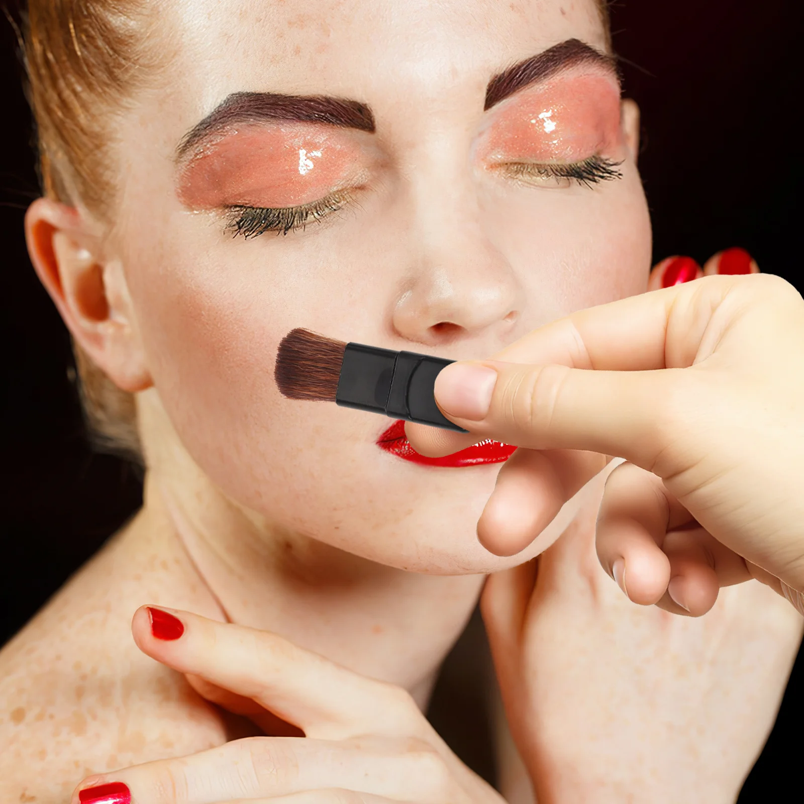 5-teiliges Make-up-Pinsel-Set aus weichen Fasern, kleines flaches Rouge, Mini-Foundation, tragbare Reise-Applikatoren, Präzisions-Gesichtskontur