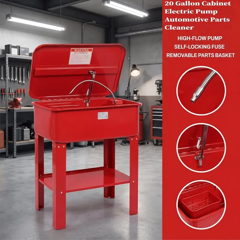 20 Gallon Portable Cabinet Parts Washer Electric Solvent Pump