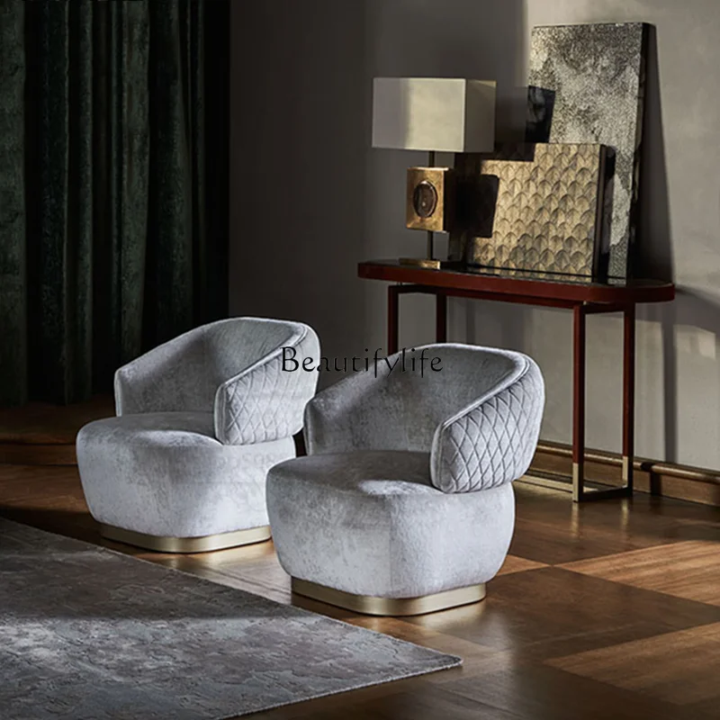 أريكة قماش فاخرة خفيفة كرسي ترفيهي صالون تجميل نادي الاستقبال كرسي فردي فني #2