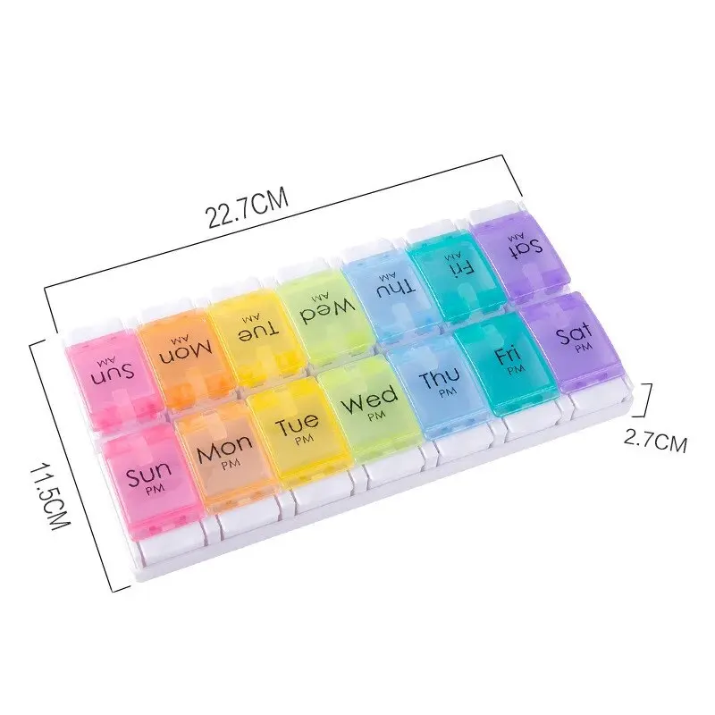 Press-type Pop-up Medicine Box Classification Carry-on Medicine Box Morning and Evening a Week 14 Grid Travel Medicine Storage B