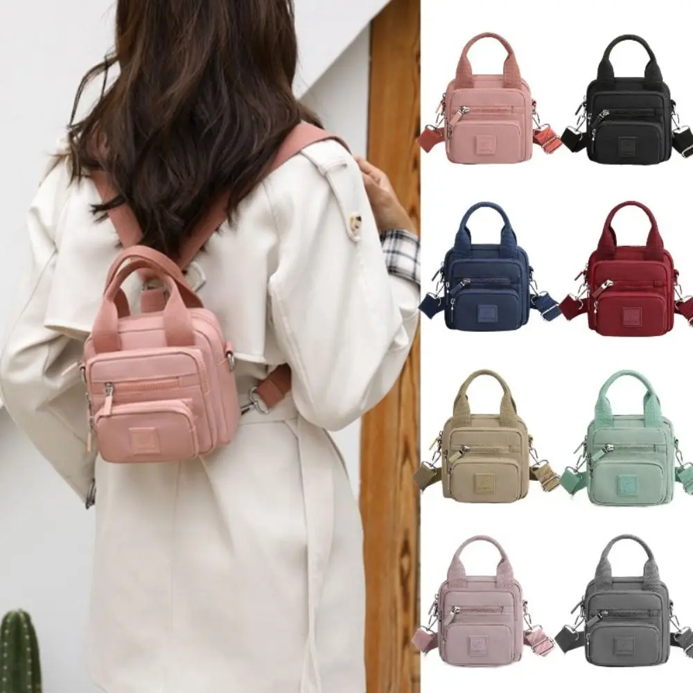 Fashion Nylon Women's Backpack Solid Color Waterproof Shoulder Bag Multi-functional Phone Bag Travel