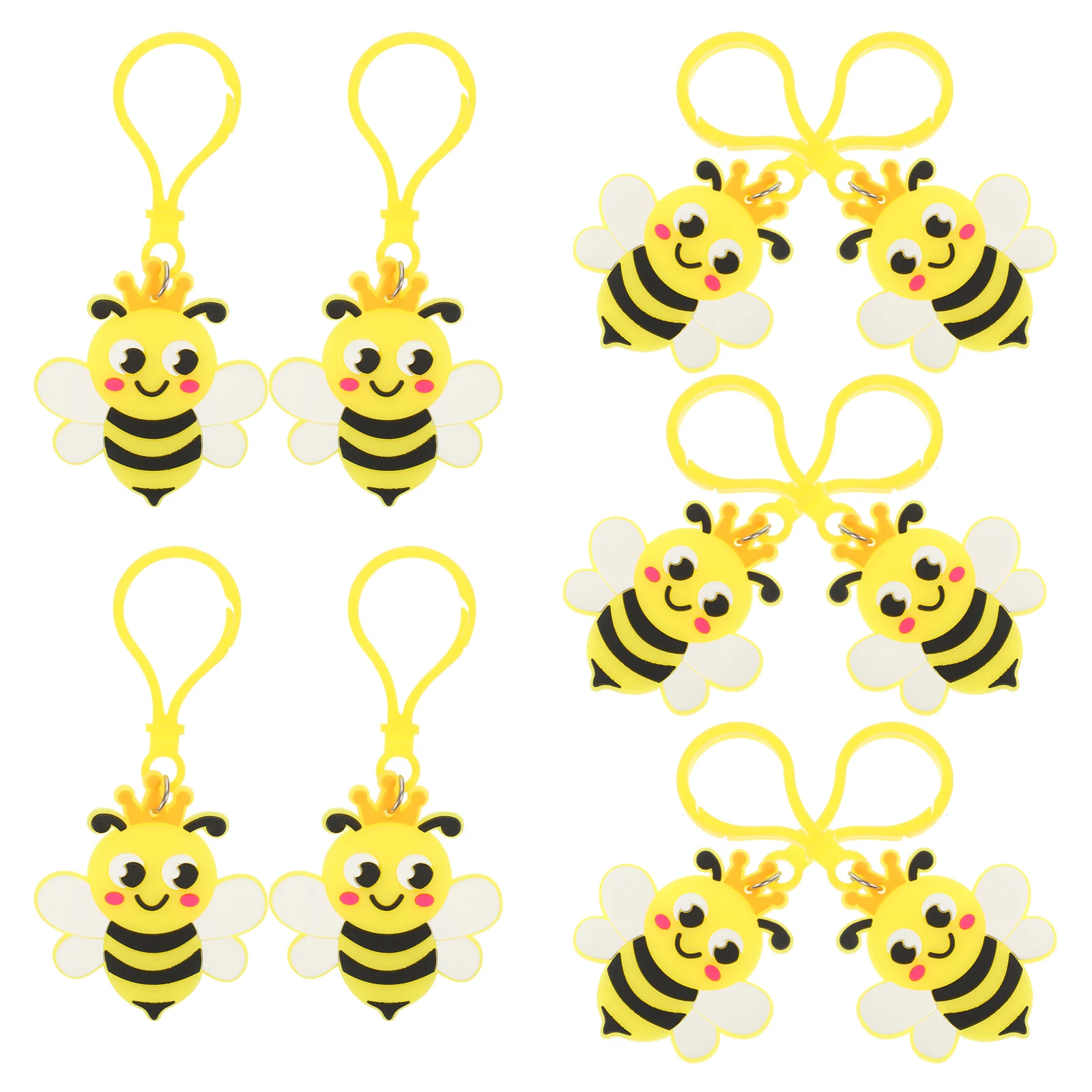 Abeja de peluche lindo pequeño llavero bolsa de coche decoración de fiesta regalo (estilo 9) anillos asiento de bebé llaveros de Pvc