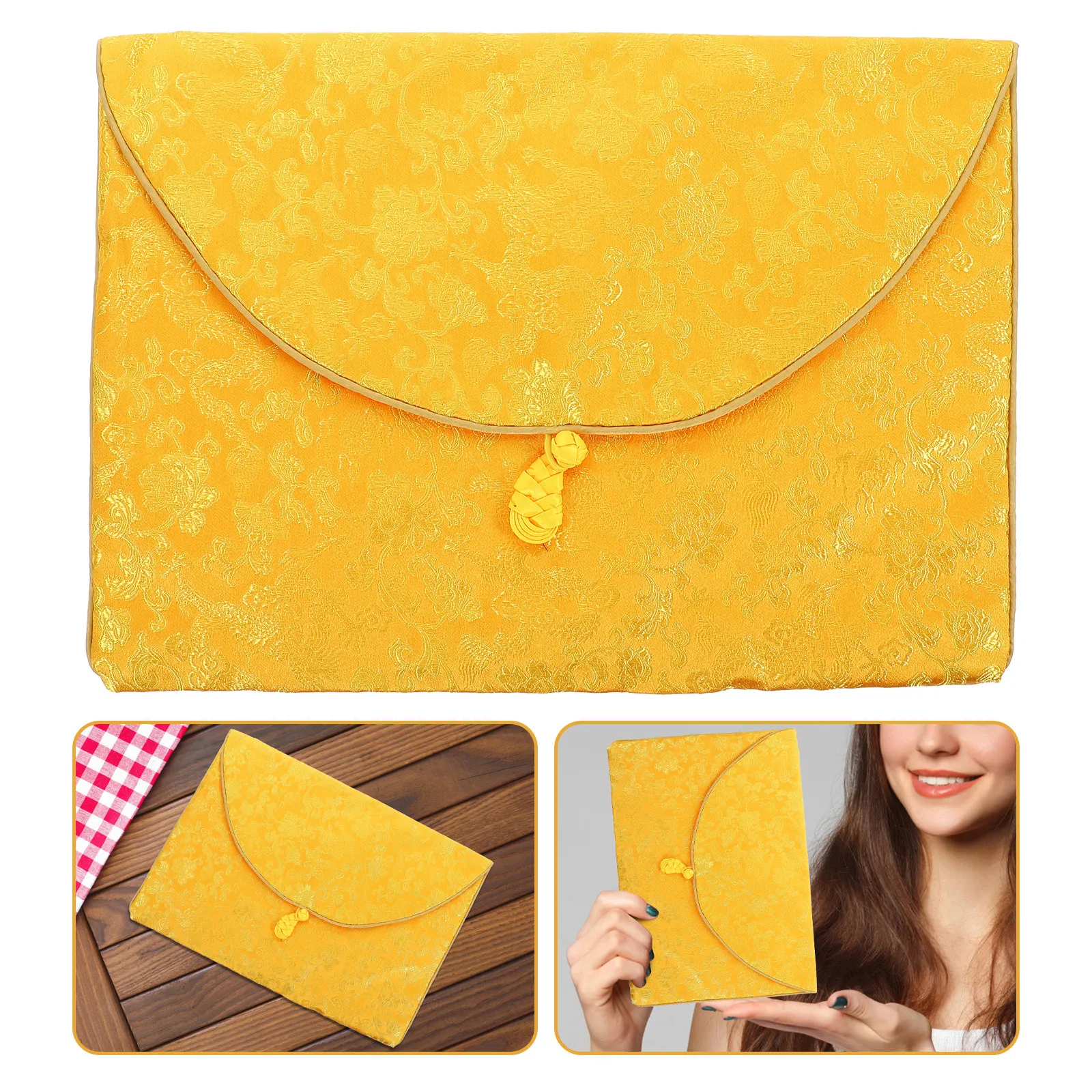 Chinese Style Cloth Pouch Embroidery Brocade Bag Buddhist Pouch for Scriptures Book Cover Quran Case Jewelry Organizer Home