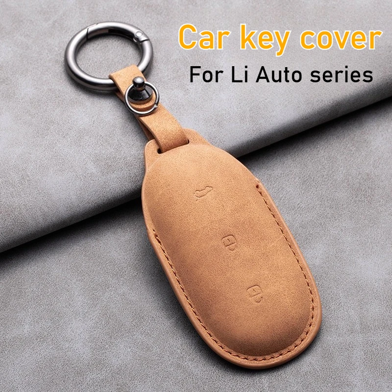 Car Key Cover for Li Auto ONE L7 L8 L9 L7 L8 L9 PU Leather Scratch Resistant Smart Key Protective Cover Buckle Rope Car Keychain