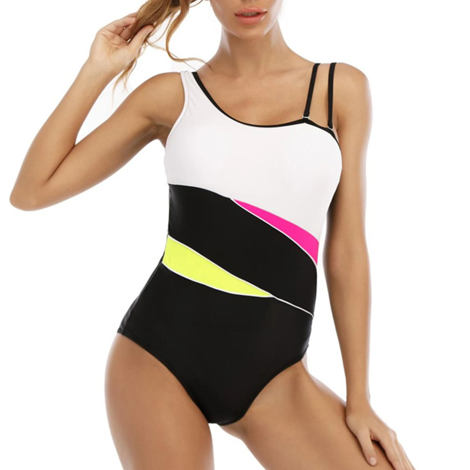 

Women One Piece Swimsuits Patchwork Fashion Comfortable Bathing Suit For Summer Swimming