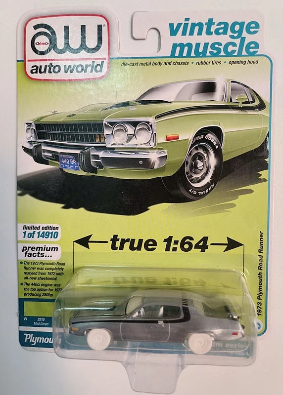 AW 1/64 AUTO World 1973 Plymouth Muscle Car Collection Die cast alloy trolley model ornaments