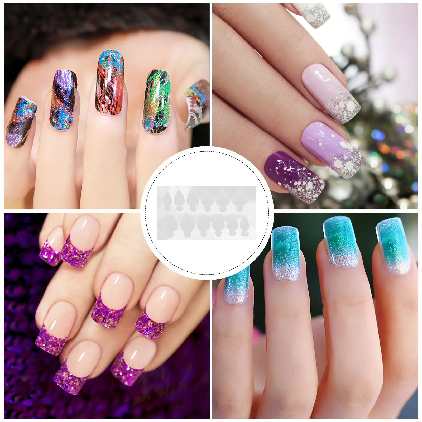 5 Sheets Self-Adhesive Nail Form Stickers French Tip Guide for Fashionable DIY Manicure Crystal Nail Art Decorations Supplies