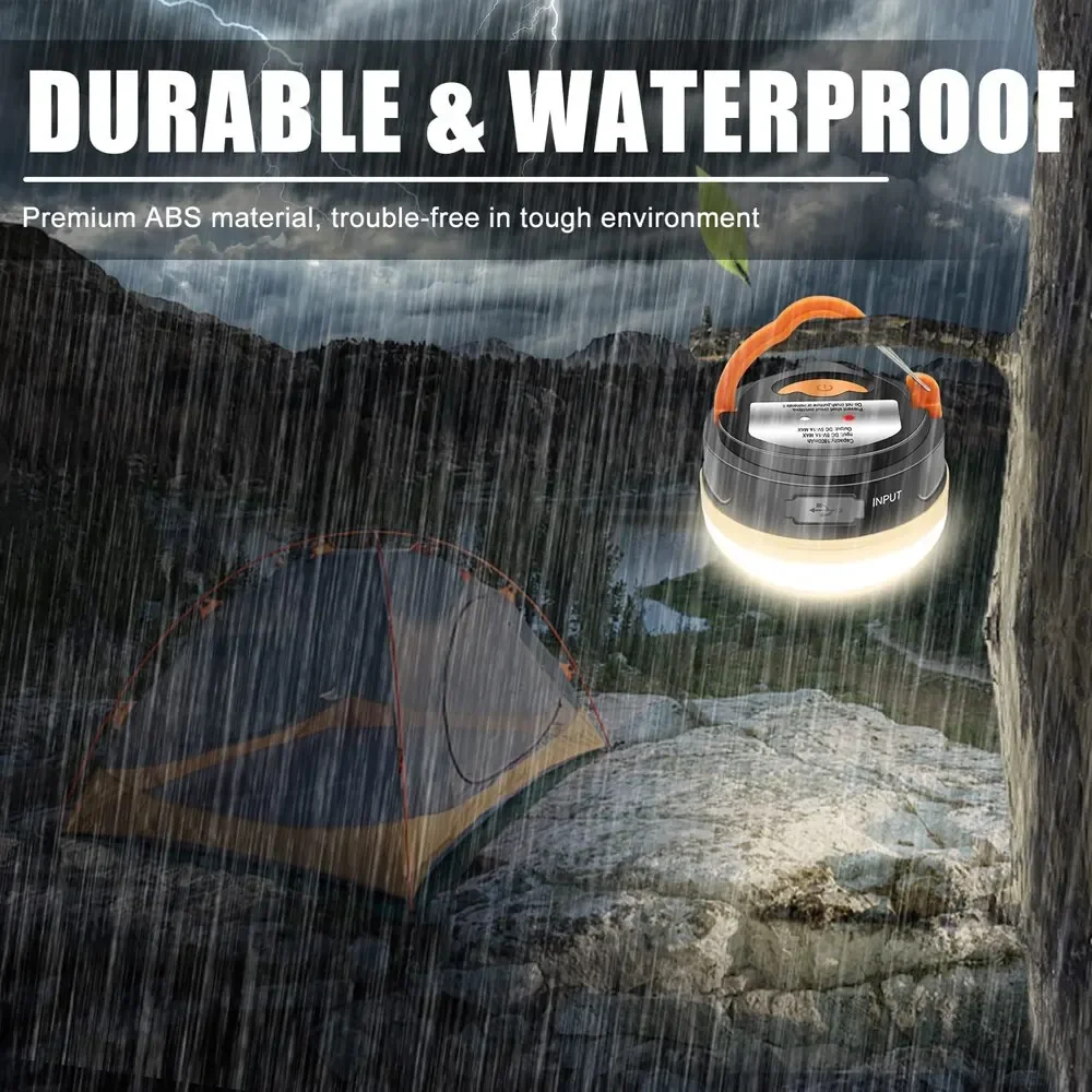 Outdoor LED Camping Lights 3 Modes MiNi Portable Tent Lamp USB Rechargeable Portable Lantern Waterproof Emergency Light