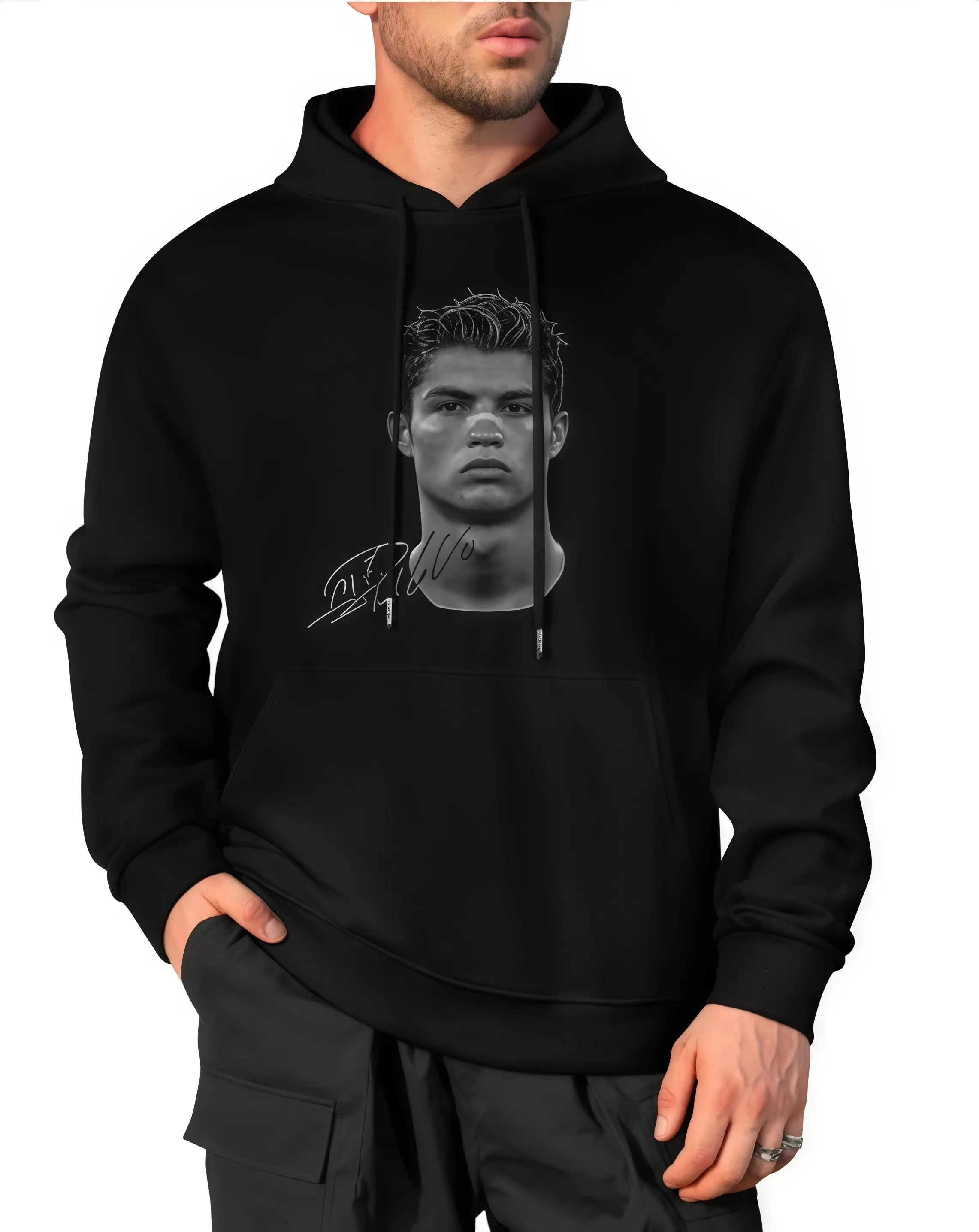 خريف/شتاء كريستيانو رونالدو القطن الشارع الأمريكي للرجال والنساء أزياء خمر المطبوعة سترة هوديي #1