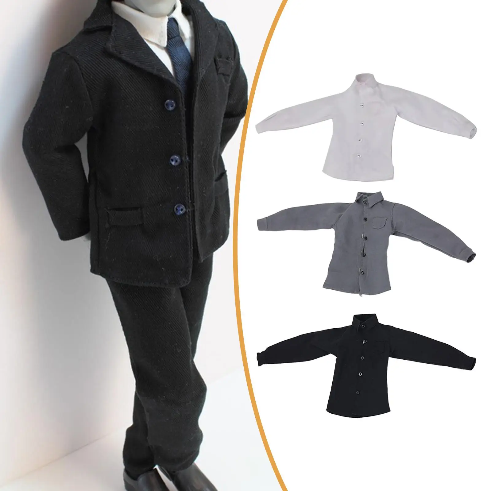 Camicia per action figure in scala 1/6 Abbigliamento in miniatura Prop Abito per bambola Costume per bambola leggero Vestito operato per accessori maschili da 12 pollici