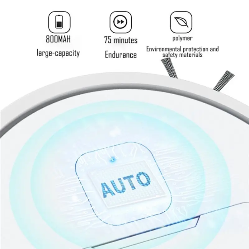 ABKR-Robot Vacuum Cleaner USB Rechargeable 1000Pa Suction Sweeper Floor Washer For Home Carpet Pet Hair Cleaning