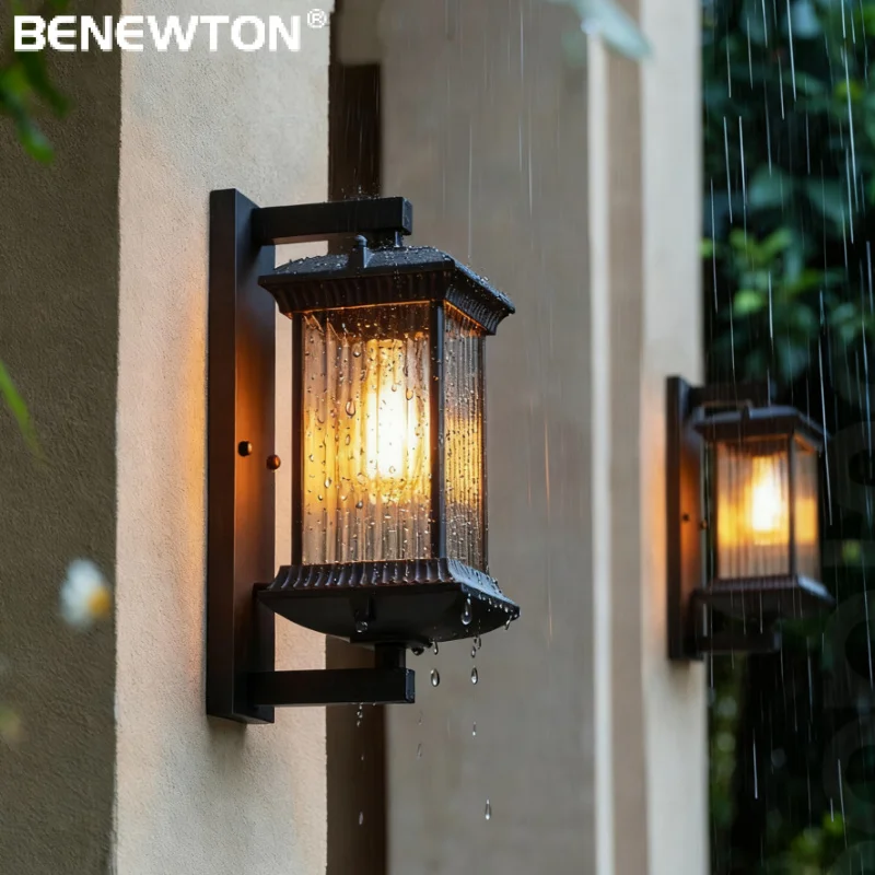 الرجعية في الهواء الطلق وحدة إضاءة LED جداريّة ضوء مقاوم للماء IP65 الألومنيوم الأسود خارج أدى أضواء الجدار حديقة ساحة شرفة الشرفة النمط الصيني الجديد #1