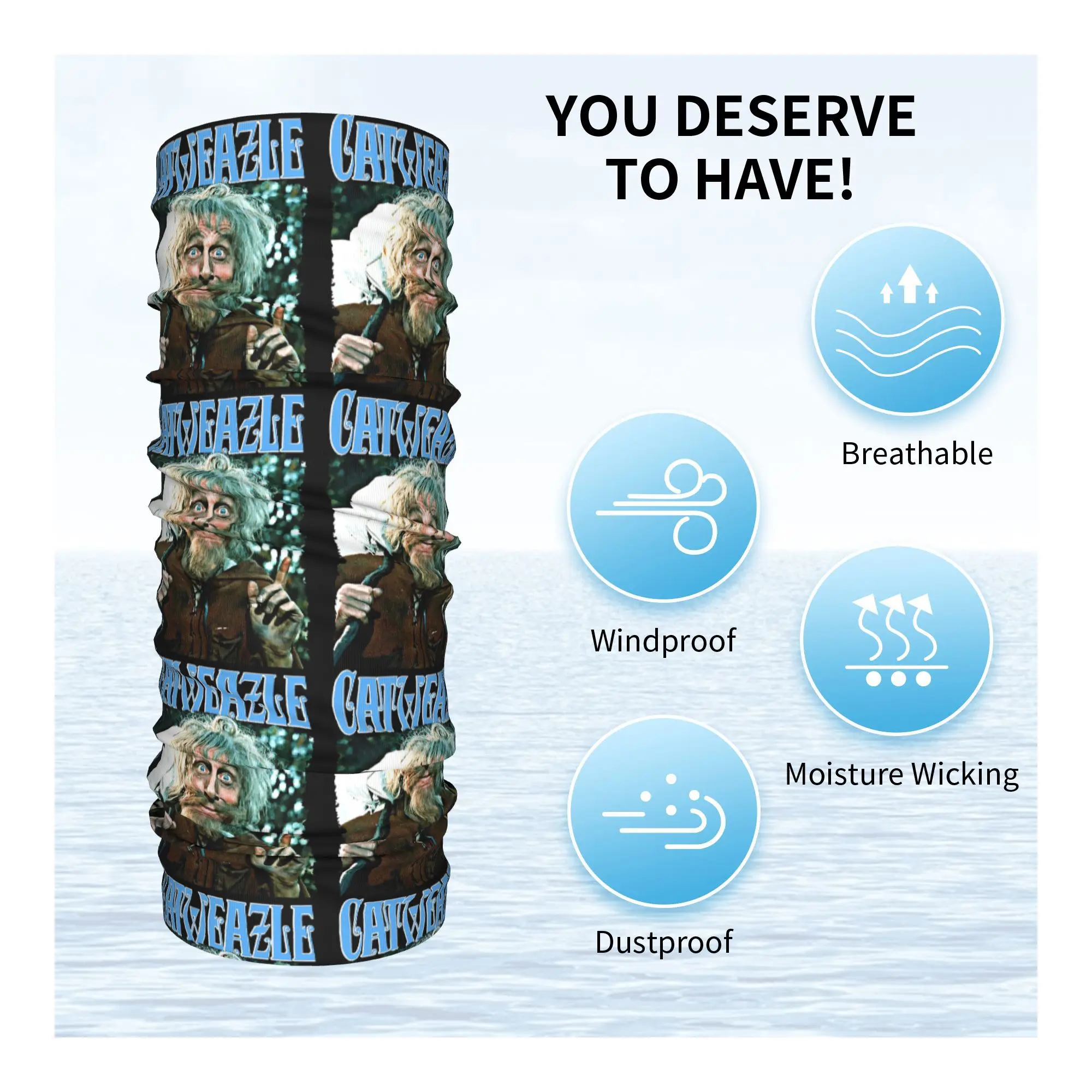 Catweazle Transparent  Bandana Neck Gaiter Printed Mask Scarf Warm Cycling Scarf Outdoor Sports For Men Women Adult Winter