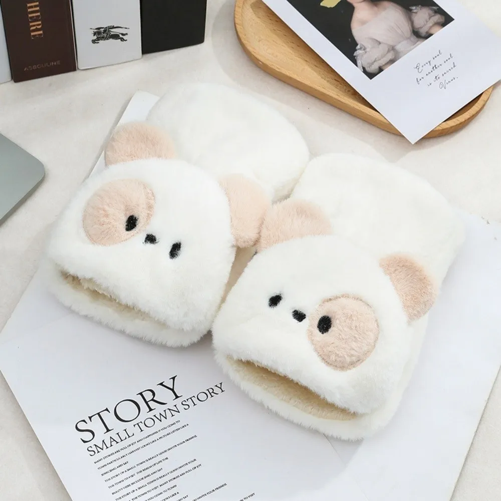 

Перчатки с половиной пальца, утепленные морозостойкие короткие перчатки без пальцев, сохраняющие тепло, зимние откидные варежки с героями мультфильмов для студентов и девочек