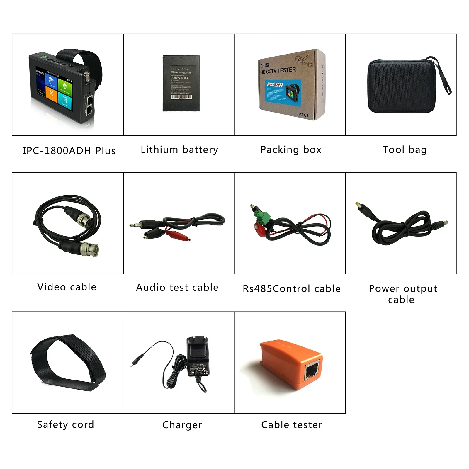 IPC-1800ADH PLus Hd Cctv-tester 8mp Ahd/8mp Cvi/8mp Tvi 4k Kamera Test Werkzeug Wifi hotspot Handgelenk Monitor Tester US/UK/EU/AU Stecker