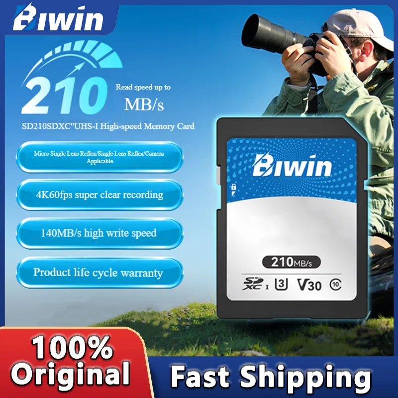 

Карта памяти BIWIN SD210 SDXC U3 V30 4K UHD SD-карта для цифровой камеры DASCAM и ПК