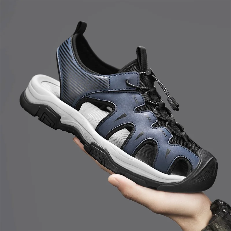 

Men's Sneakers Summer Men's Hollow Sandals Platform Breathable Lazy Set Wear Resistant Outdoor Hiking High Quality Casual Shoes