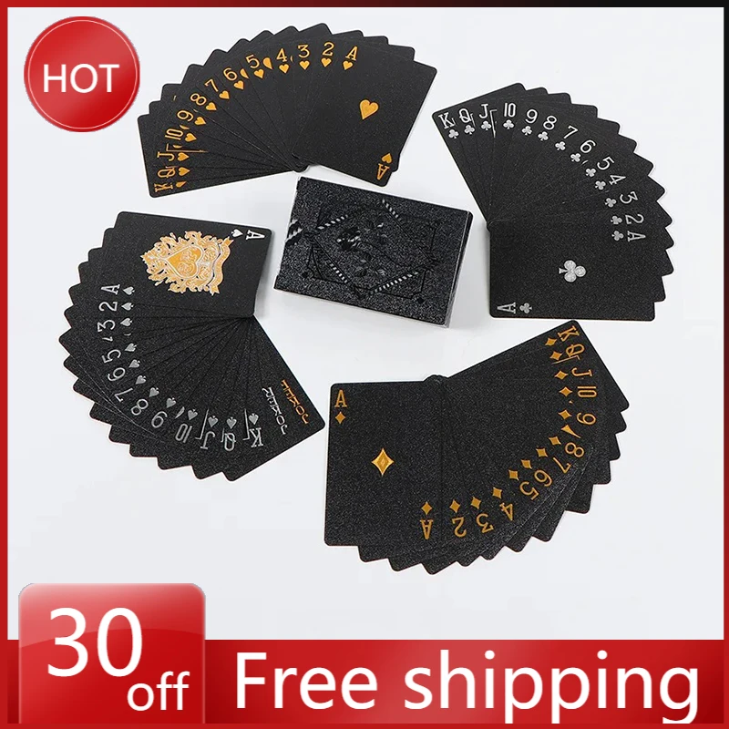 קלף שחור מותאם אישית למשחק פוקר קז'ואלי מותאם אישית משחק פוקר קבוצתי עמיד למים שחור מאט חליפת פוקר קסם