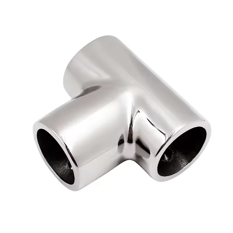 Boat Accessories Handrail Tee Pipe Fittings 316 Stainless Steel 22mm 25mm 3 Way Tube Joint Yacht Deck Awning Tube Fastener