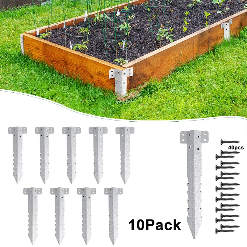 10Pcs Metal Railway Sleeper Brackets with Screws for Garden Raised Beds Pathways Retaining Walls Driveway Landscape Projects