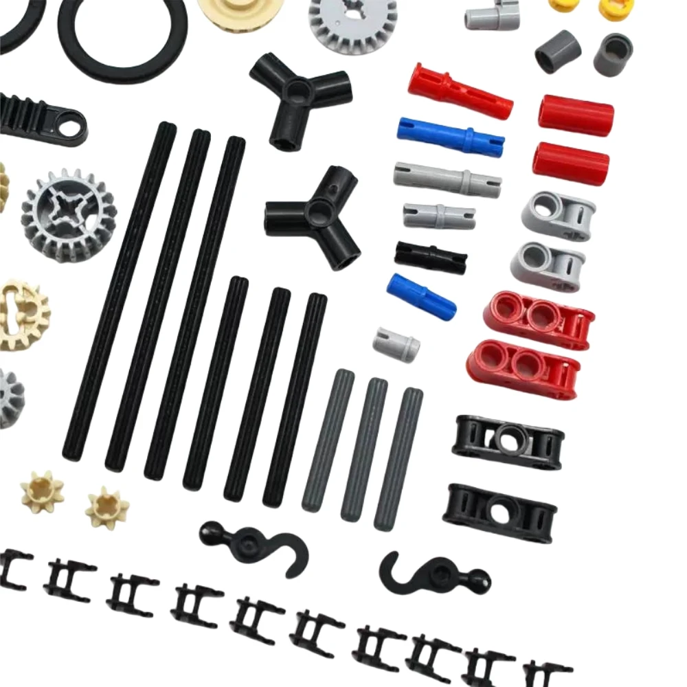 116PCS Getriebewelle Set MOC Technologie Blöcke Teile 9686 Multi-stil Zahnräder Welle Kreuz Achse Mischen Groß Ziegel Spielzeug Zubehör