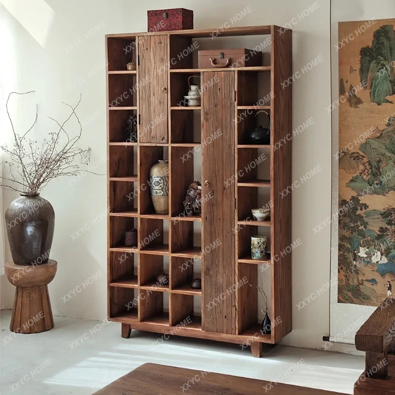 

Q Solid wood bogu frame display cabinet wabi sabi tea room rack