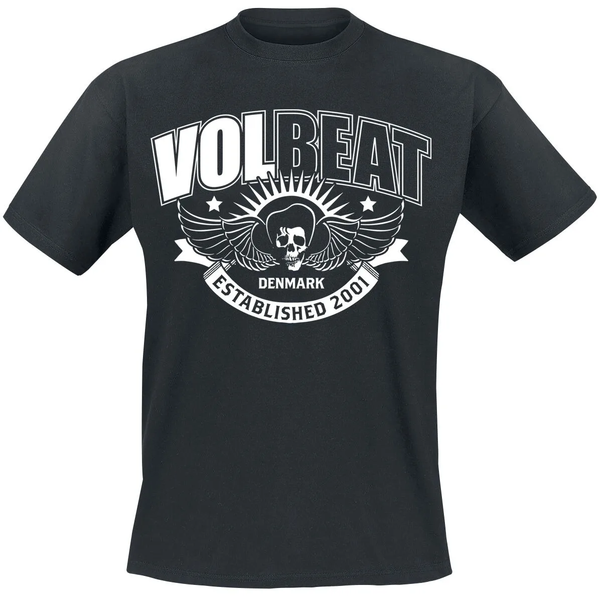 Volbeat Winged Skull Crest Print Cotton T-shirt Men Women Rock Band Unisex Tee