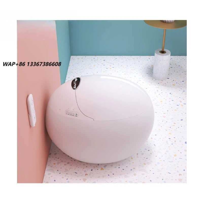 HANMEI Intelligent Smart Egg Shape Automatic One Piece Bathroom Sanitary Ware Floor-Mounted WC Toilet Bowl S-Trap