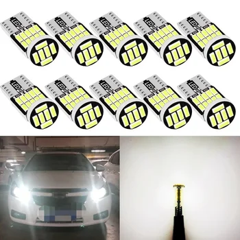 10 adet T10 W5W LED ampuller 4014 26SMD Canbus 168 194 sinyal lambası beyaz araba iç park pozisyonu harita tavan lambası