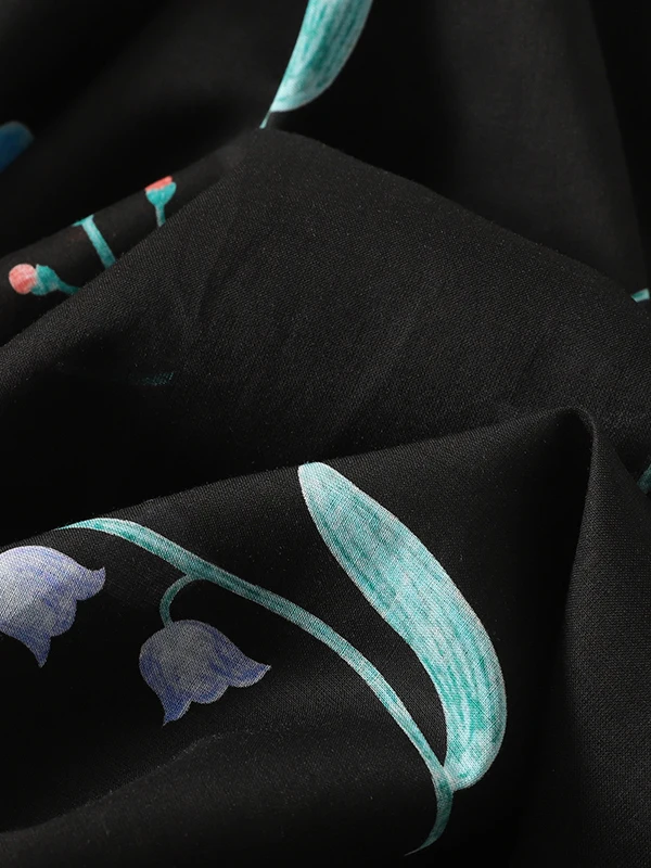 2025年夏 ソフトで薄いAラインミディスカート カスタム染色精密紡績綿 ミッドウエストフレアスカート 花柄