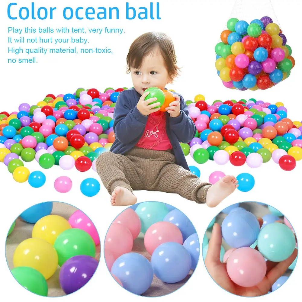 100 Buah Bola Olahraga Luar Ruangan Warna-warni Kolam Air Lembut Bola Gelombang Laut Mainan Lucu Anak-anak Bayi Balon Udara Stres Ramah Lingkungan