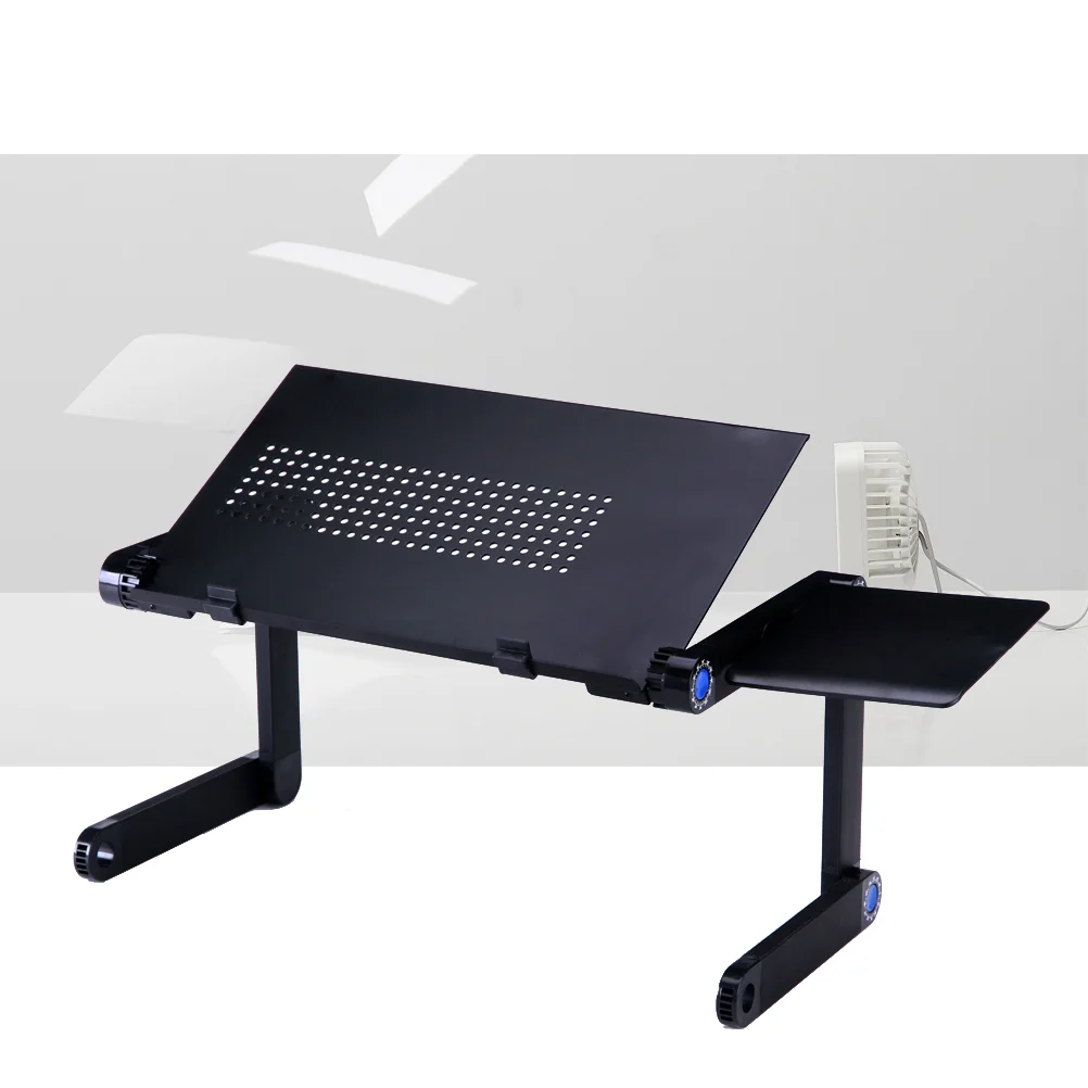 Adjustable Laptop Stand Portable Folding Computer Desk with Side Mount Mouse Pad (Black) folding table for laptop