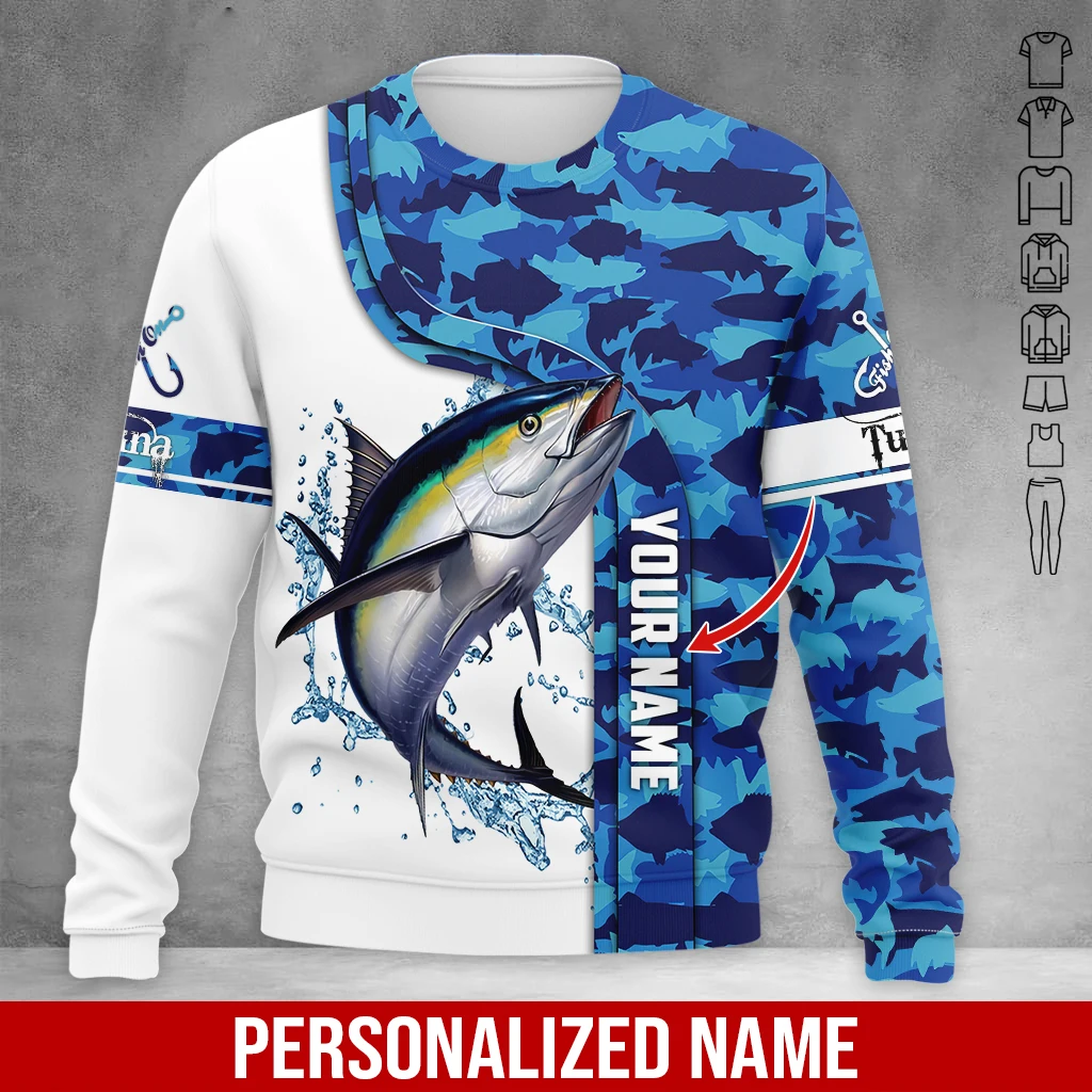 PLstar Cosmos Personalized Name Tuna Fishing 3D Printed Fashion Men's hooded pullover Unisex Casual Autumn zip-up hoodie QDY12