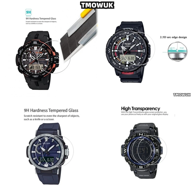 

For Casio GA100 6100 TR770 Pro-Trek EFR 303 GA-2200 GA-2100 GST-W300 - HD Clear Watch Screen Protector - Tempered Glass - 9H Ant