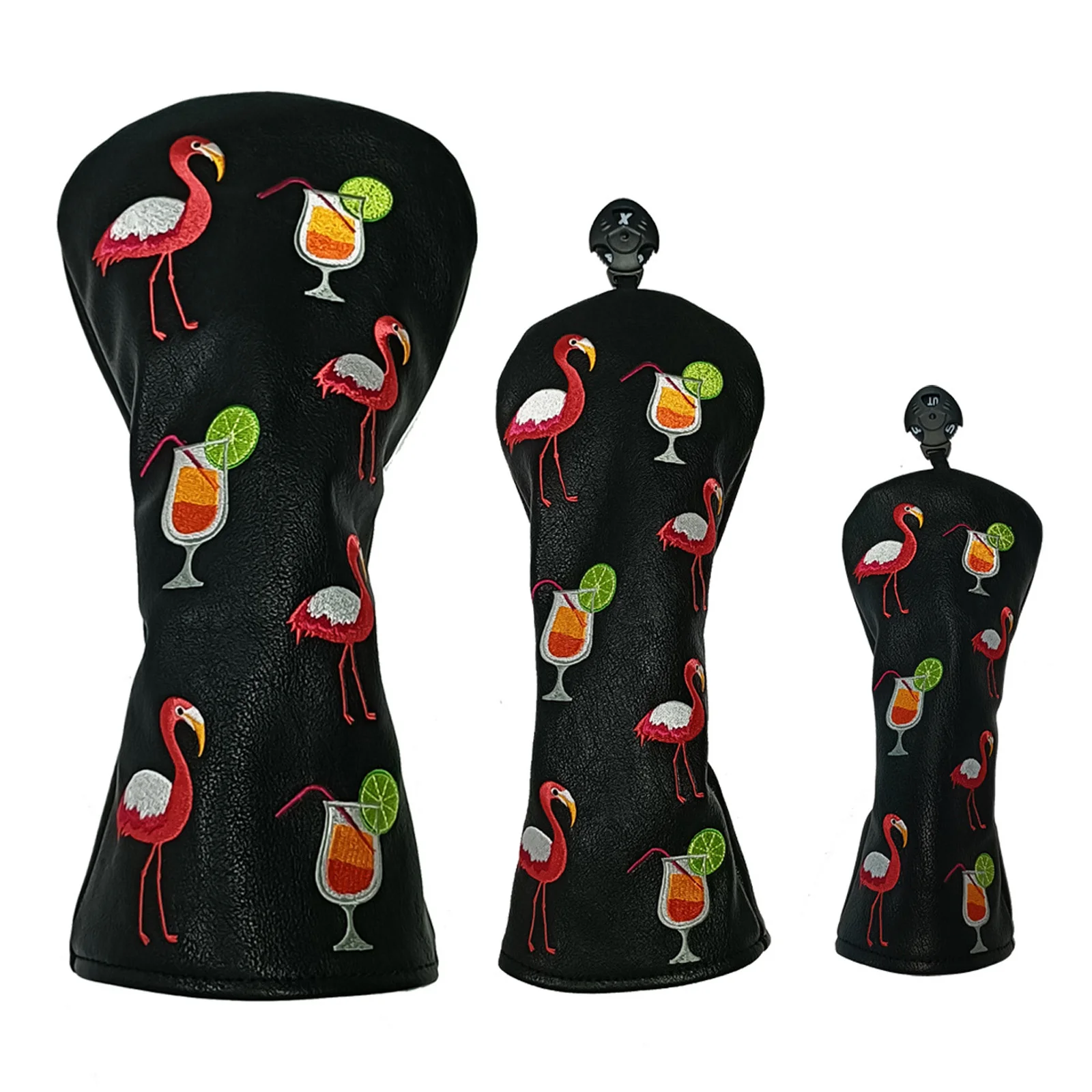 

1Pc Black Bird Embroidery Golf Club Head Cover Driver Fairway UT Woods Club Protectors Elastic Back PU Leather Headcover