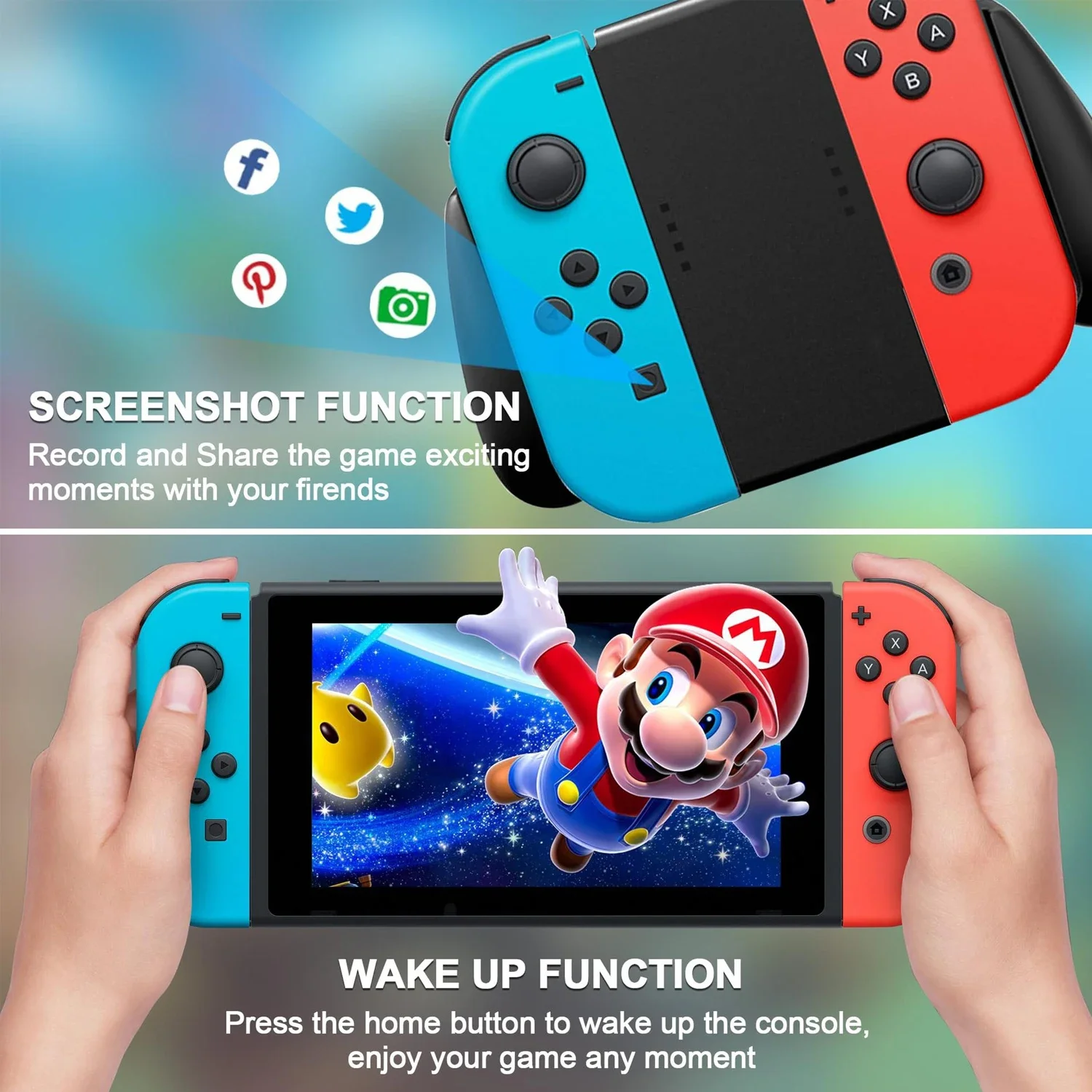 Compatible with Nintendo Switch Controller, Upgraded Switch Controllers for Switch/Lite/OLED, with/Dual Vibration/Motion