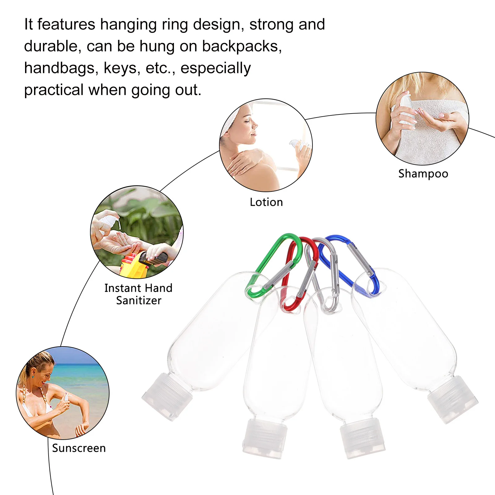 10 set Hand Bottle Refillable Travel Bottles Portable Keychain Liquid Container For Perfume Makeup Mist Sub-Packaging