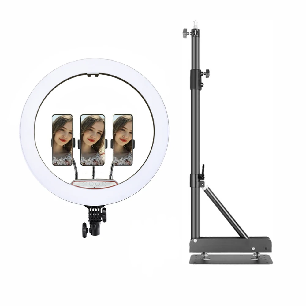 Wall Mounted Ceiling 18in LED Ring Light Triangle Base Beauty Salon Hairdresser Makeup Photography Lighting Softbox Studio