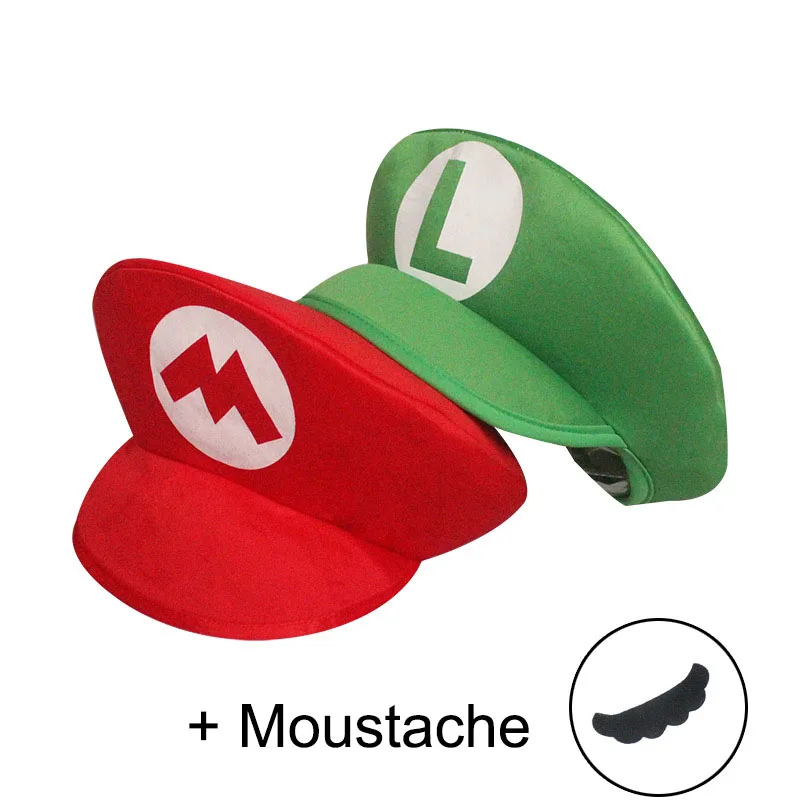 Super Mari Bros Cartoon Cosplay Hat for Kids Adult Classic Games Anime Halloween Funny Clothes Accessories Cap Chritsmas Gifts