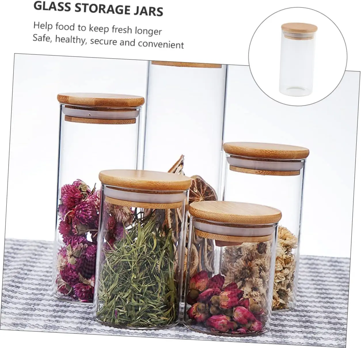 2pcs Sealed Jar Glass Food  Containers Glass Bottle Pasta Containers  Kitchen Containers Glass Candy Jar Tea Lid Glass Jar Coars