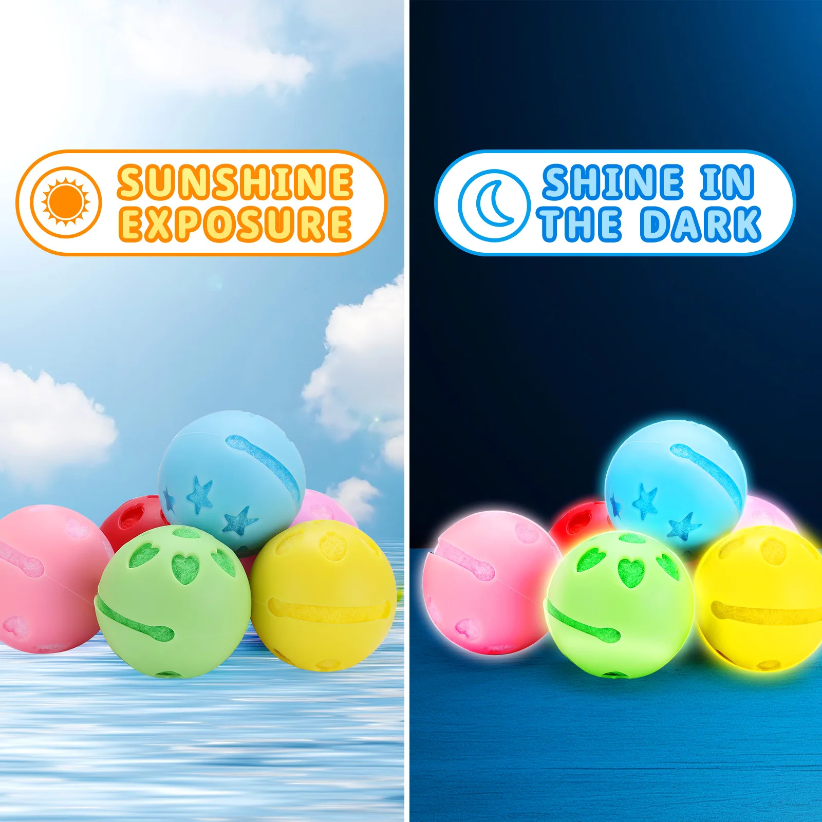 6 Pcs Reusable Water Balloons, Latex-Free Soft Silicone Water Splash Ball, Silicone Surround Ball Noctilucent Water Ball